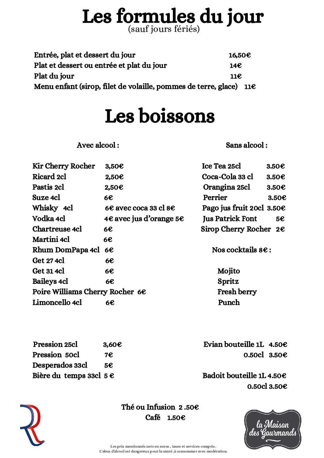 formules-jours-restaurant-bourgoin-jallieu boissons et formules du jour