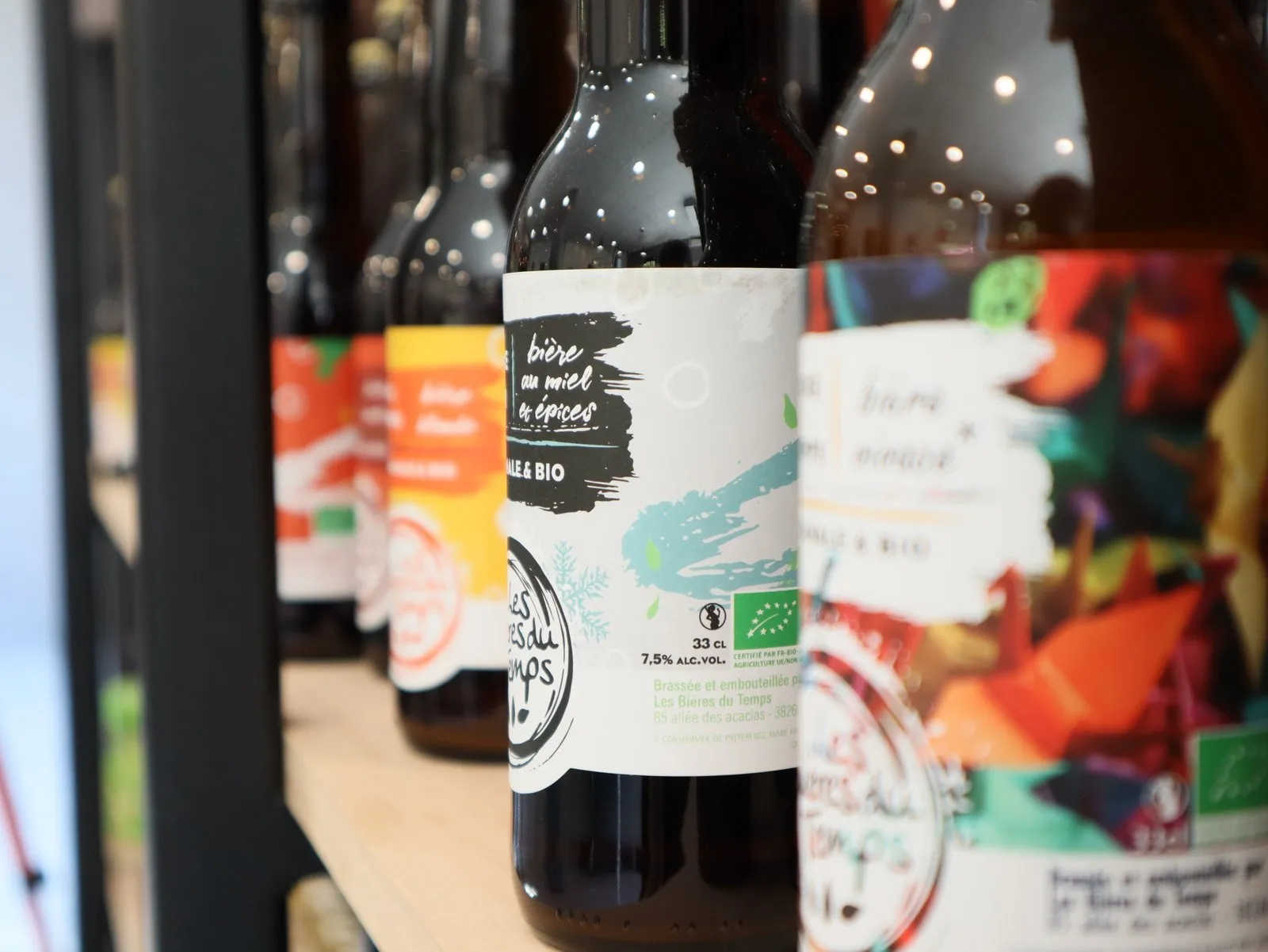Bouteilles de bières artisanales Les Bières du Temps, brasserie de Champier