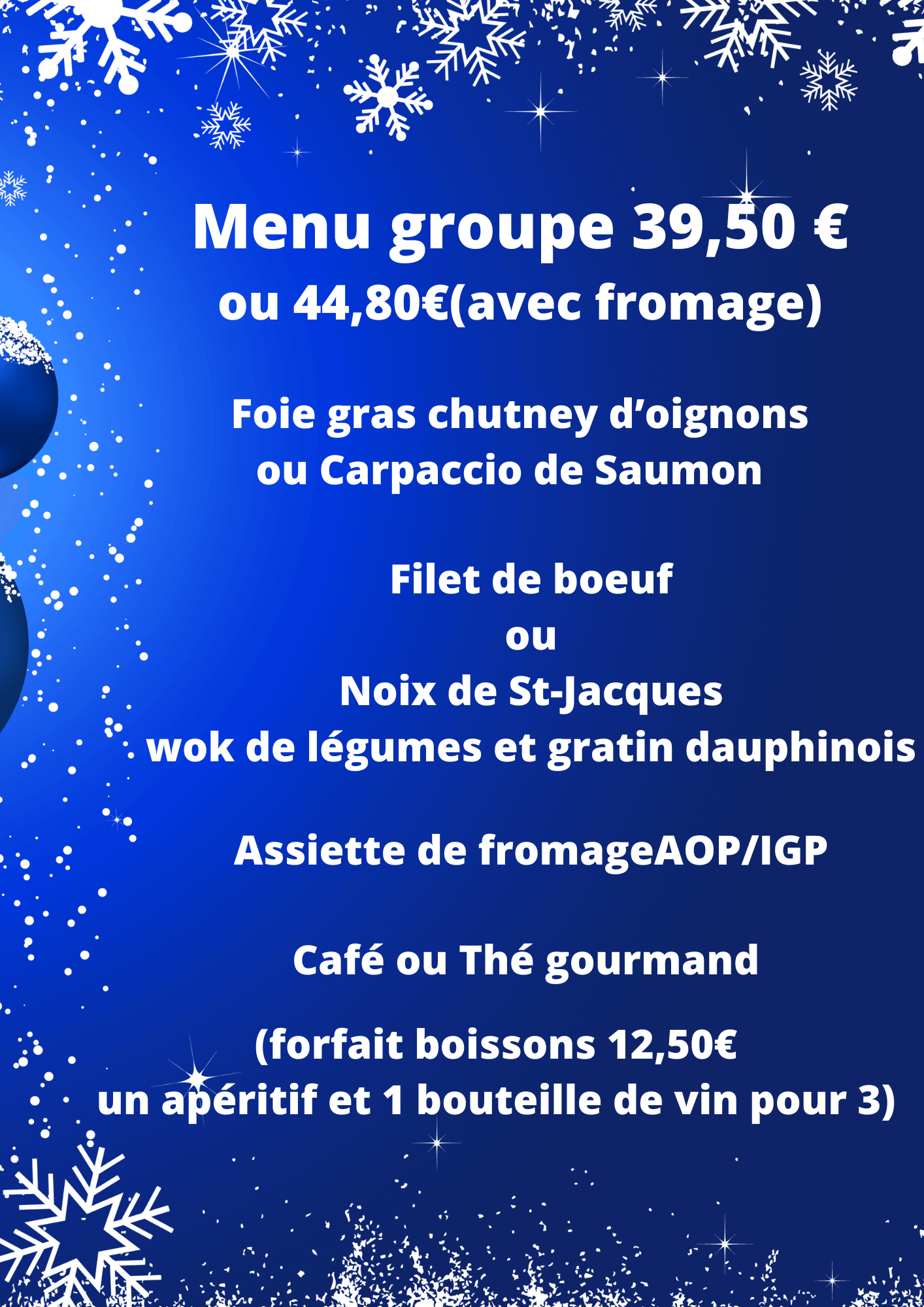 menu groupe fin année Noël Bourgoin-Jallieu